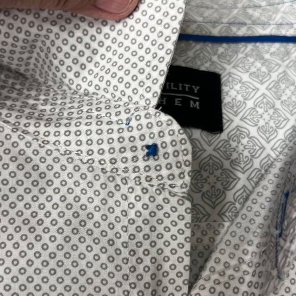 Tranquility & Mayhem 3XL Dress Shirt Geometric LS Roll-tab Button-Up Plus Size - Picture 12 of 16